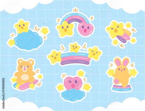 cute kawaii fantasy cartoon graphic element vector set