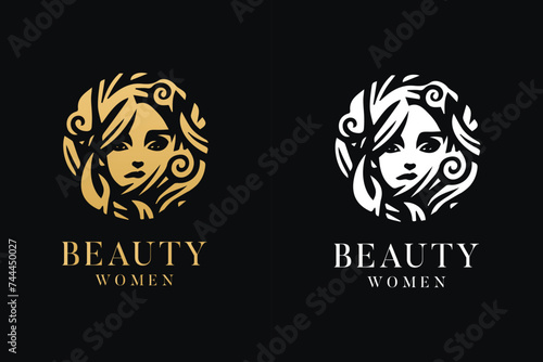 Beauty woman logo design vector template.