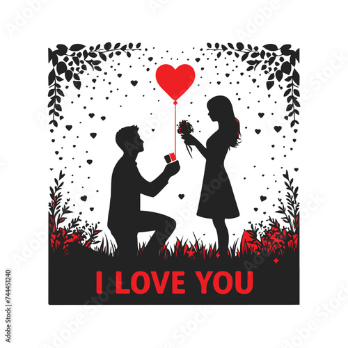 silhouette of a couple with heart shaped
