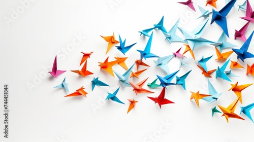 background with colorful birds on white