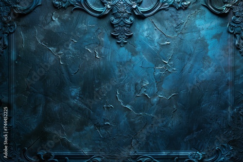Blue Decorative Background with a Dark Design in the Style of Stone - Dark Gothic Atmosphere with Jagged Edges Softbox Lighting Grid based Illustration created with Generative AI Technology photo