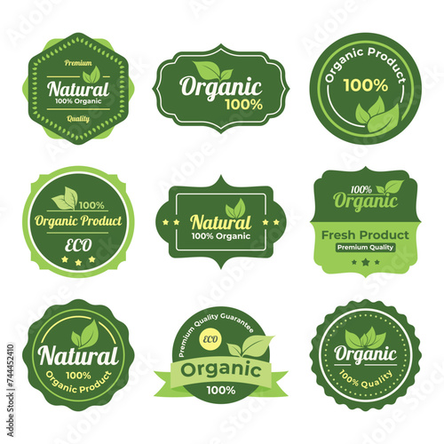 Natural product badge vector set	