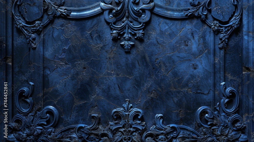 Blue Decorative Background with a Dark Design in the Style of Stone - Dark Gothic Atmosphere with Jagged Edges Softbox Lighting Grid based Illustration created with Generative AI Technology - obrazy, fototapety, plakaty 
