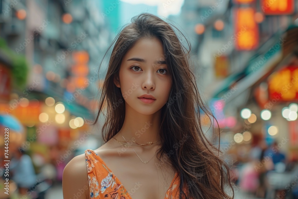 An alluring Asian woman, radiating presence, charm, and timeless elegance. Ai Generated. An alluring Asian woman, radiating presence, charm, and timeless elegance. Ai Generated.