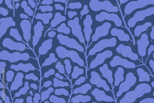 Seamless vintage pattern with wonderful blue flowers on a blue background in vector texture. This fashionable print is perfect for use on textiles and wallpaper.