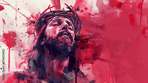 Jesus Christ on the cross. Artistic abstract religious background illustration