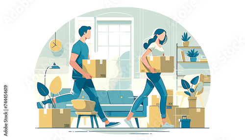 Concept of moving and new life image. Vector illustration.