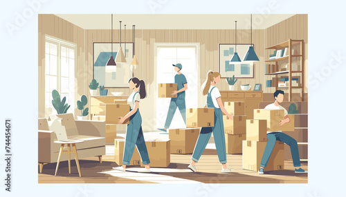 Concept of moving and new life image. Vector illustration.