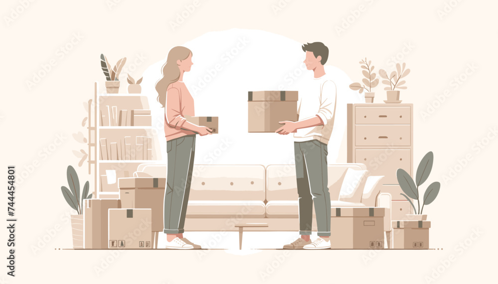 Concept of moving and new life image. Vector illustration. Concept of moving and new life image. Vector illustration.