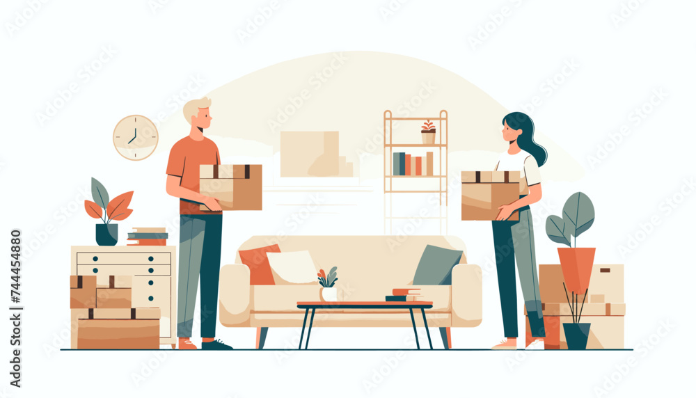 Fototapeta premium Concept of moving and new life image. Vector illustration.