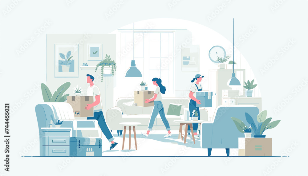 Concept of moving and new life image. Vector illustration. Concept of moving and new life image. Vector illustration.
