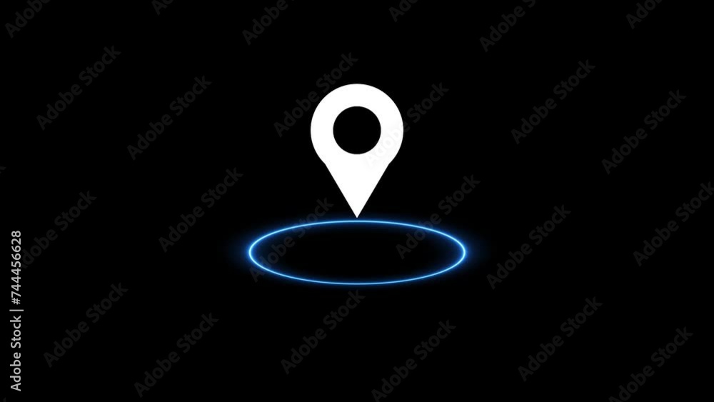Neon circle location tracking animated on black background, GPS Location pin point animation Neon circle location tracking animated on black background, GPS Location pin point animation