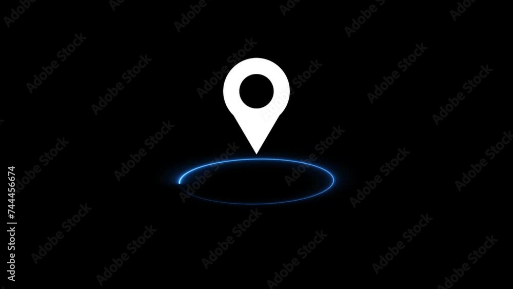 White color location tracking animated on black background, Neon GPS Location pin point animation White color location tracking animated on black background, Neon GPS Location pin point animation