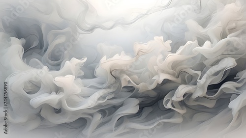 Set of realistic transparent smoke or steam in white and gray colors, for use on light background. Transparency only in vector format photo