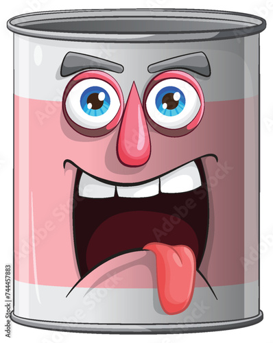 Vector illustration of a cheerful animated paint can