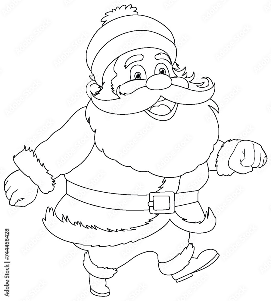 Black and white line art of Santa Claus.