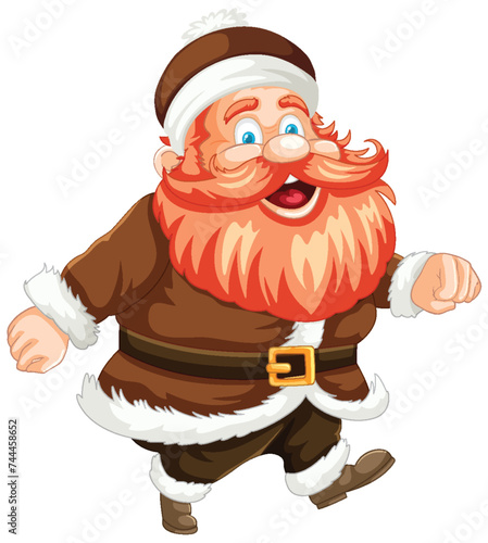 Cartoon of a cheerful man dressed in holiday costume.