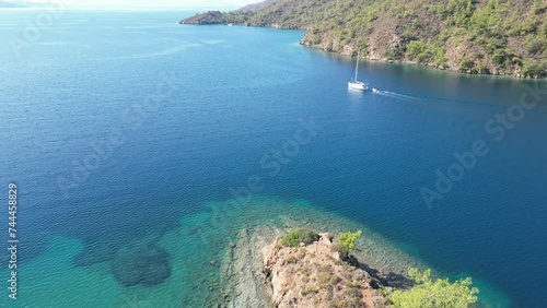 Bencik Bay drone view in Marmaris Town of Turkey photo