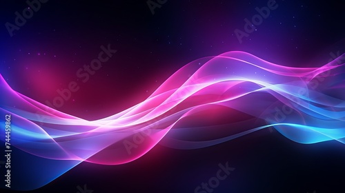 Futuristic Neon Lights Abstract: Vibrant Pink, Purple, and Blue Wave Patterns - Data Transfer Concept - Dynamic Wallpaper
