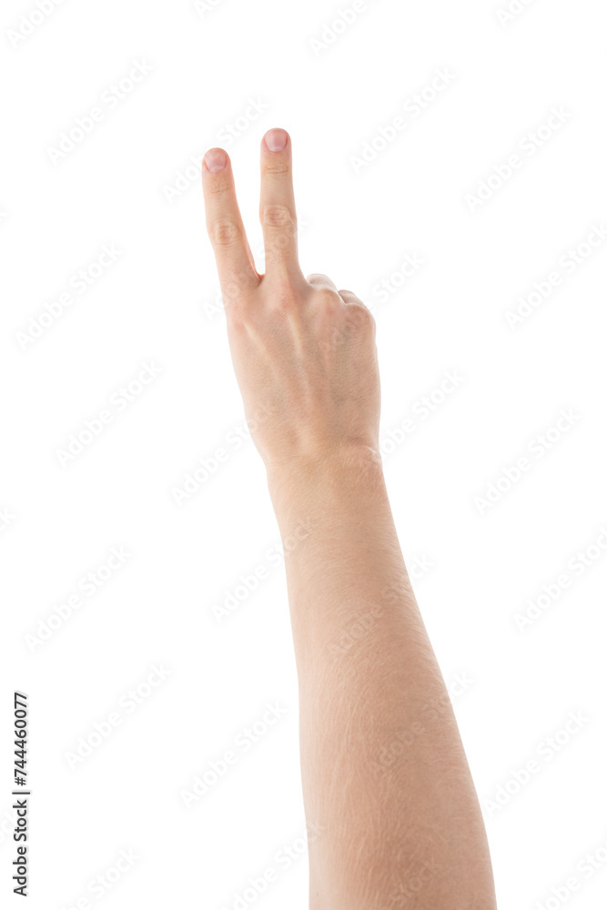 Adult man hand count two isolated on white background Adult man hand count two isolated on white background