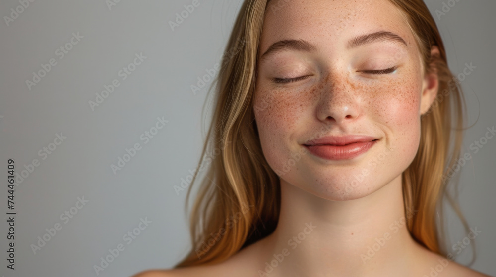 young woman with closed eyes, a serene expression, young woman with closed eyes, a serene expression,