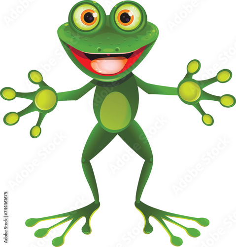 Illustration of a Cheerful Green Frog is standing
