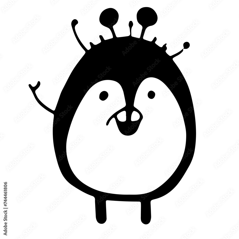 Obraz premium simple cute creatures doodles vector animal cartoon hand drawn art toy outline funny alien