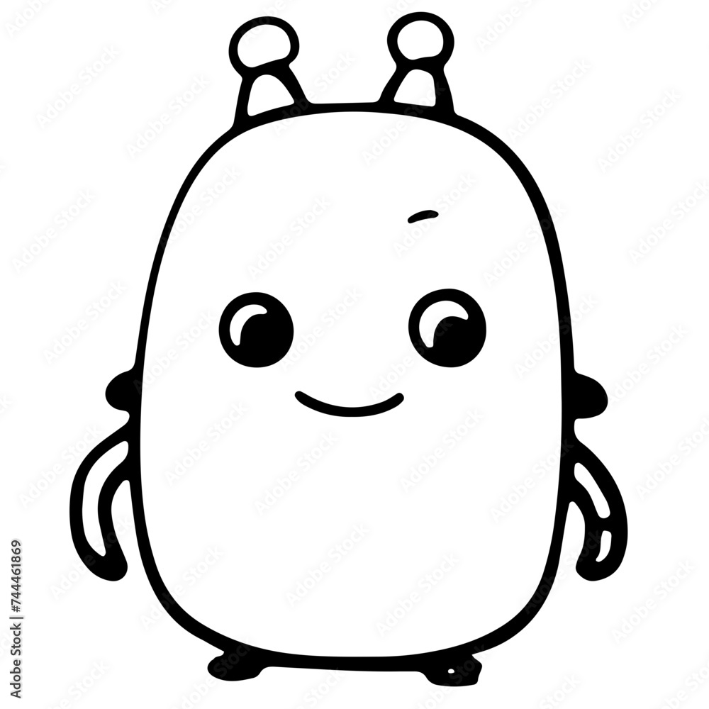 Obraz premium simple cute creatures doodles vector animal cartoon hand drawn art toy outline funny alien