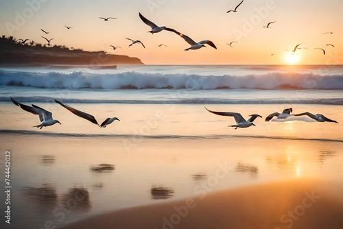seagulls on the beach © Muhammd