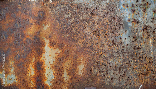 Rusted on surface of the old iron, Deterioration of the steel, Decay and grunge Texture background. the view from the top