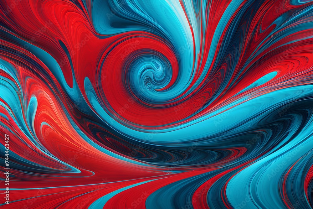 Digital painting of a red and blue swirl