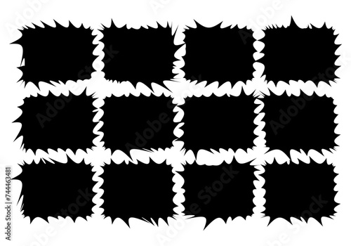 Hoja de iconos de manchas negras con rugosidades.
