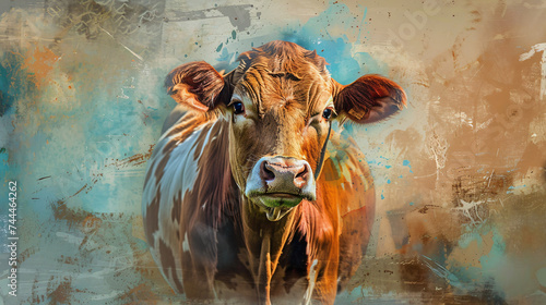 Cow, cattle farm animal.
