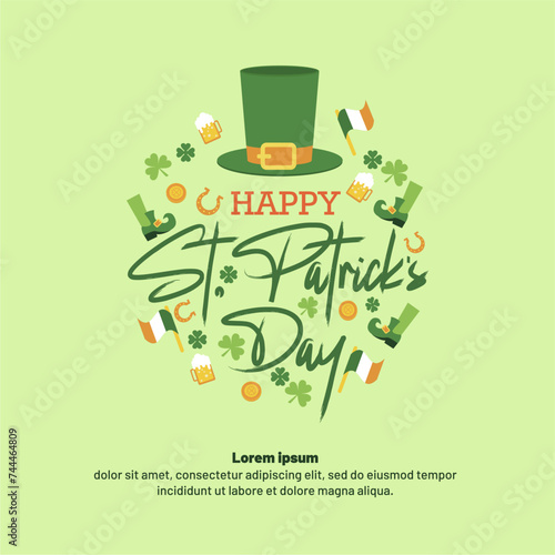 Hand Lettering Text  Happy St. Patrick s Day  Design. 17th March. Typography. Vector Illustration.