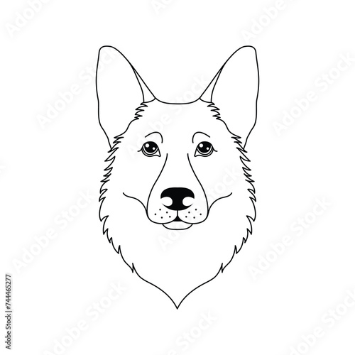 German shepherd dog icon in line art style 