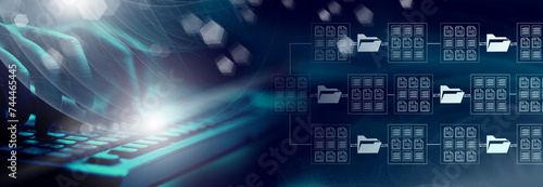 Tableau sur toile Online documentation database; AI document management system DMS concept