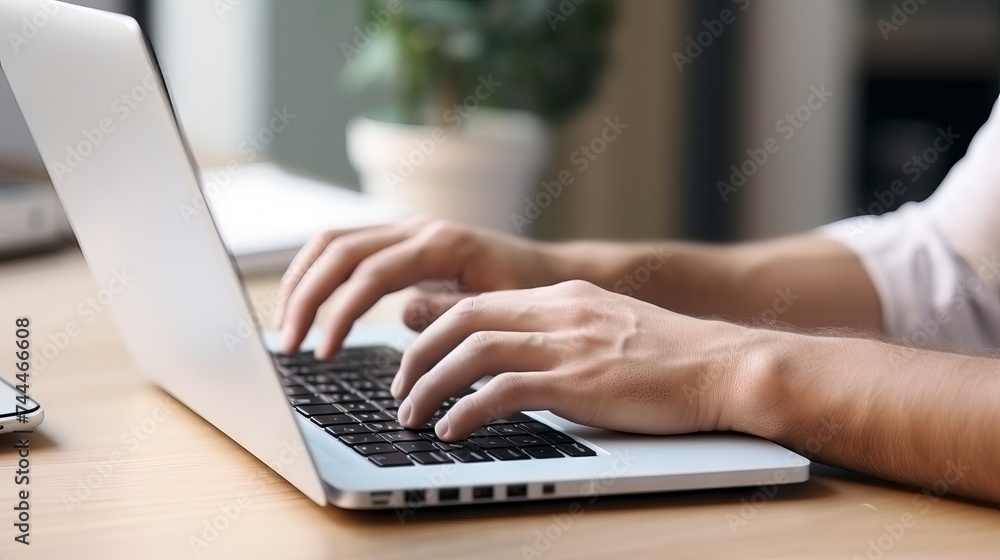 Close-up Portrait Typing on Laptop: Office Work, Facebook Chat, Website Meeting, Blogger, Journalist, Online Job Ideas Close-up Portrait Typing on Laptop: Office Work, Facebook Chat, Website Meeting, Blogger, Journalist, Online Job Ideas