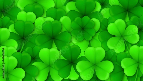 4K Shamrock Transition Animation. Green clover leaves falling on Alpha background. St. Patrick's day Holidays	