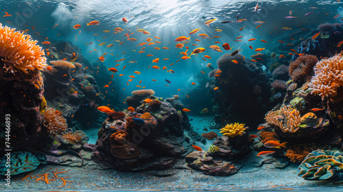 Underwater World with Fish and Coral in VR Mockup