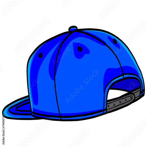 Blue Snapback Baseball Cap Hat Backward Illustration