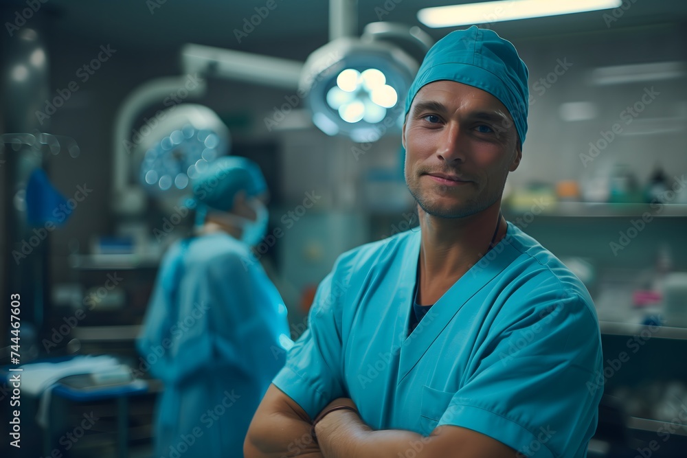 Surgeon in operating room. Surgeon in medical uniform working in the operating room Surgeon in operating room. Surgeon in medical uniform working in the operating room