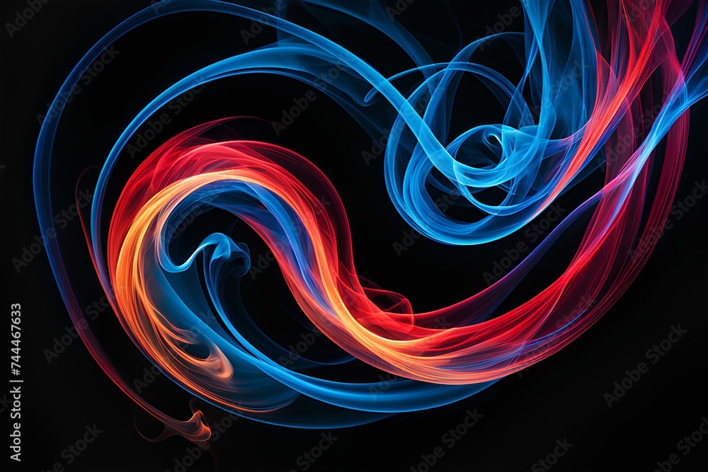 Abstract photograph of a dark background with a red and blue swirl Abstract photograph of a dark background with a red and blue swirl