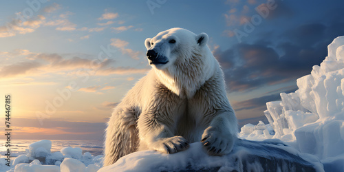 Polar Bear Relaxing on Ice