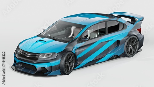 3D rendering of a generic concept car 