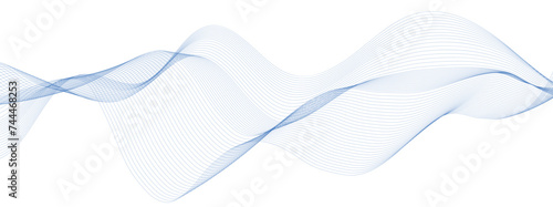 Wave with lines created using blend tool Abstract blue wave lines pattern on white background with space for your text