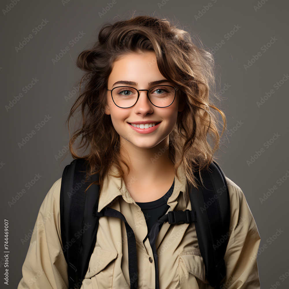 Portrait of a Smiling Female Collage Student in Casual Wear Portrait of a Smiling Female Collage Student in Casual Wear