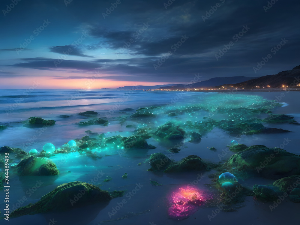Fototapeta premium fireflies on the beach 