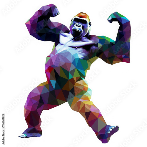 Colorful Geometric gorilla Poses Illustration photo