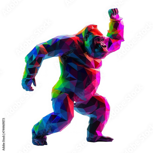 Colorful Geometric gorilla Poses Illustration