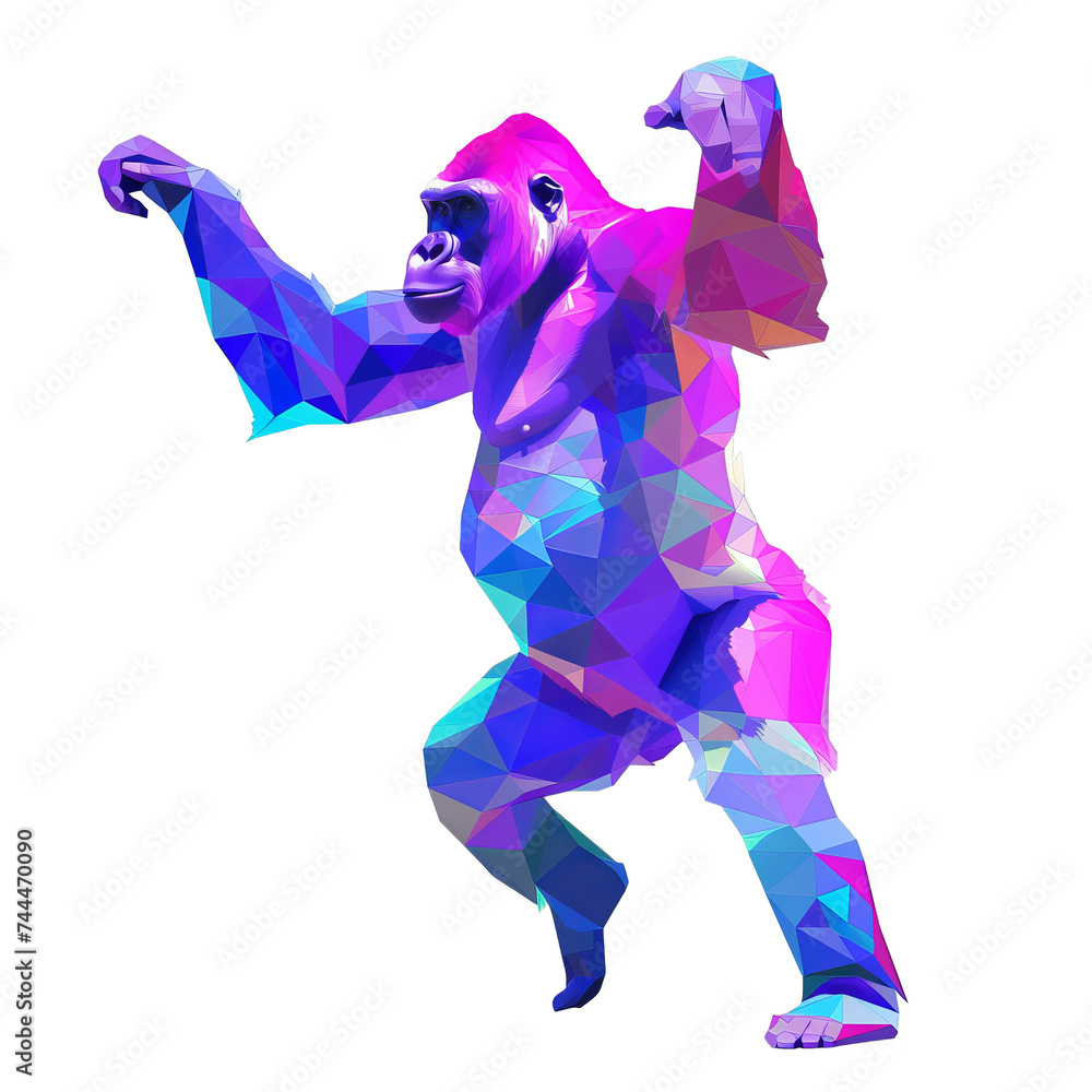 Colorful Geometric gorilla Poses Illustration